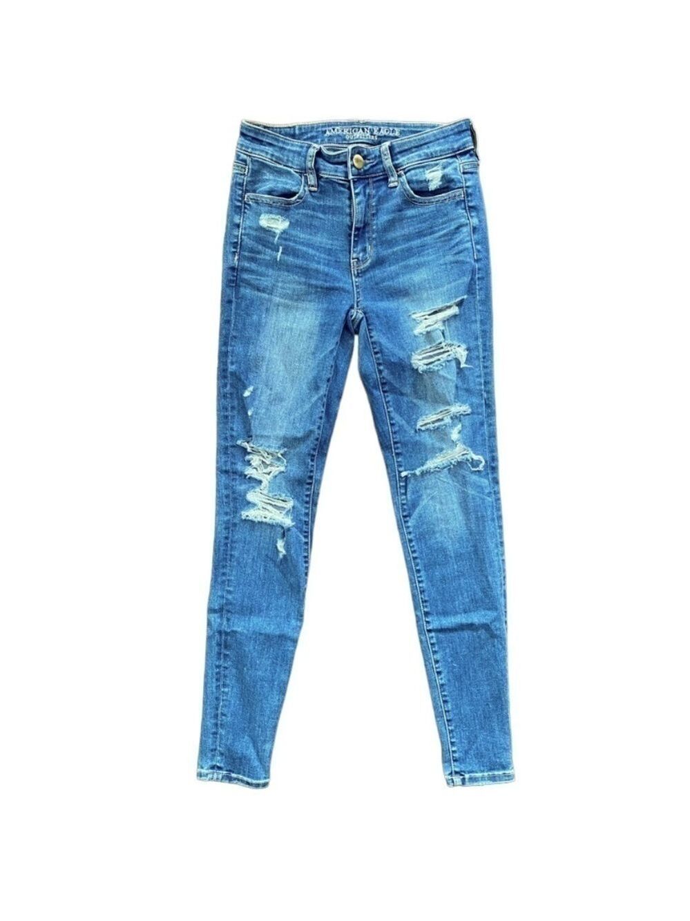 American Eagle High Rise Ripped Jeggings Blue Size 2